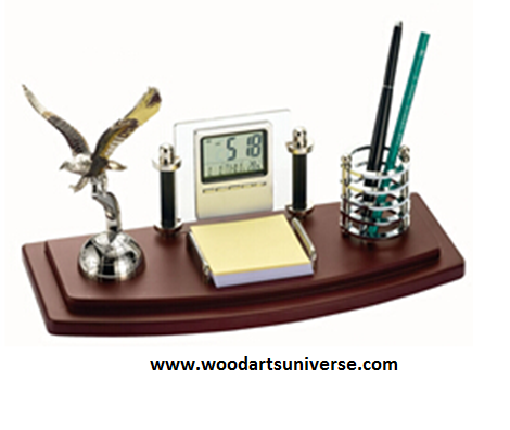 Desk Organizer With Eagle and Clock WAUSBHEAGLE3040